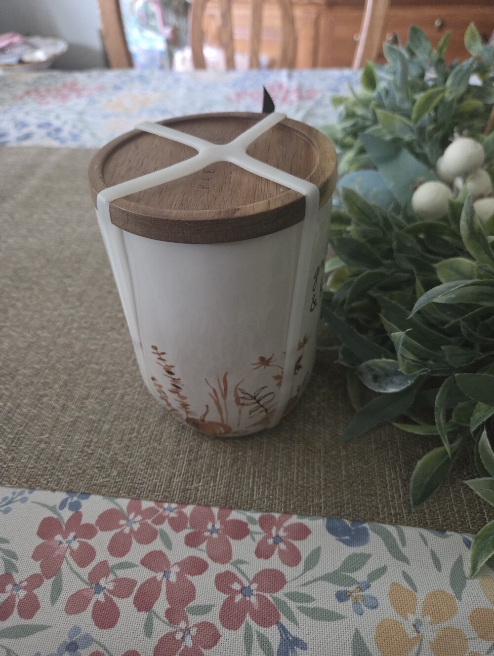 Rae Dunn White Ceramic 'grateful & blessed' Mug with Wood Lid - Picture 3 of 6